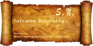 Safranek Nikoletta névjegykártya